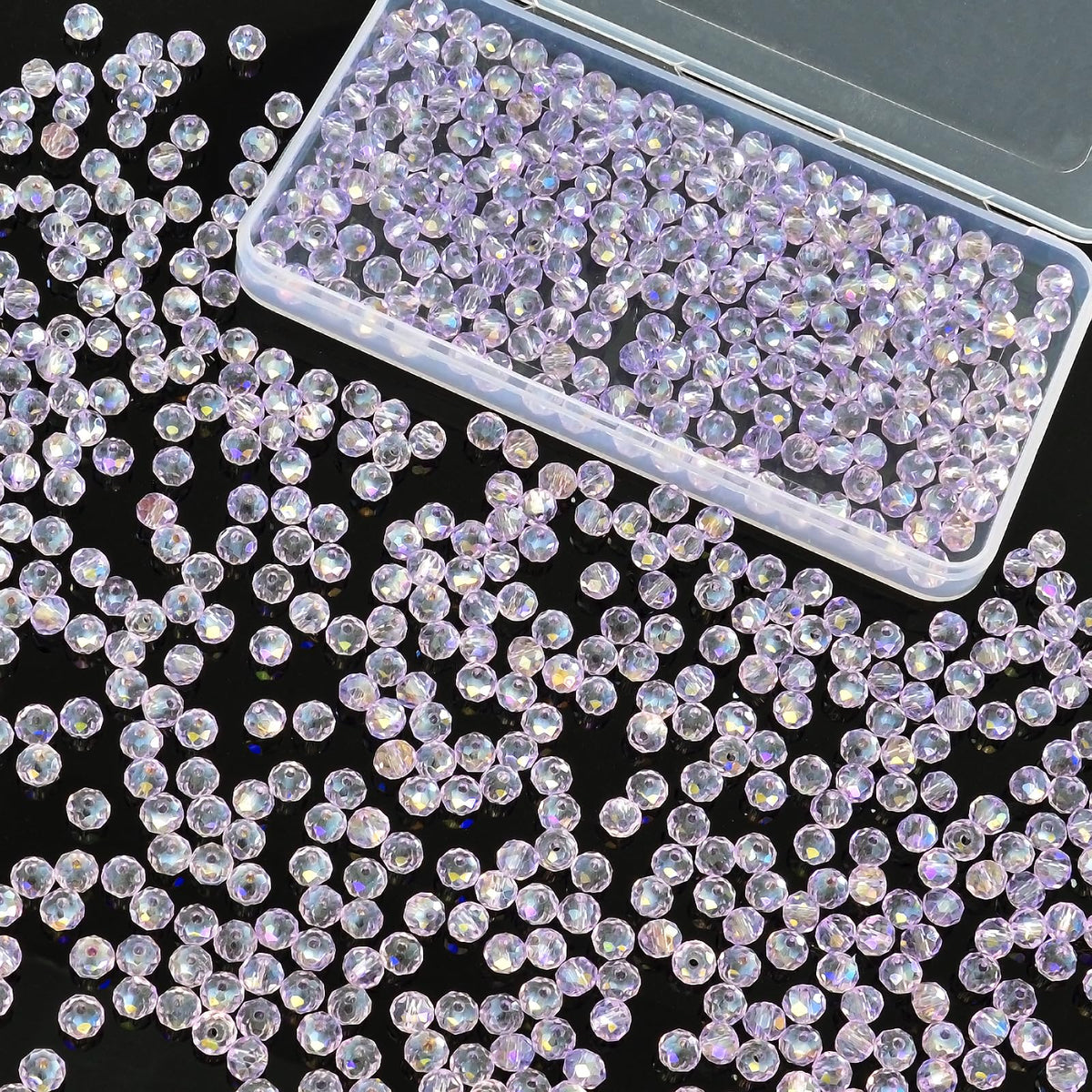 800Pcs 4/6/8/10mm Crystal Glass Beads for Jewelry Making Beads for Bracelets Necklace Pendants Making Supplies(Silver Champagne)