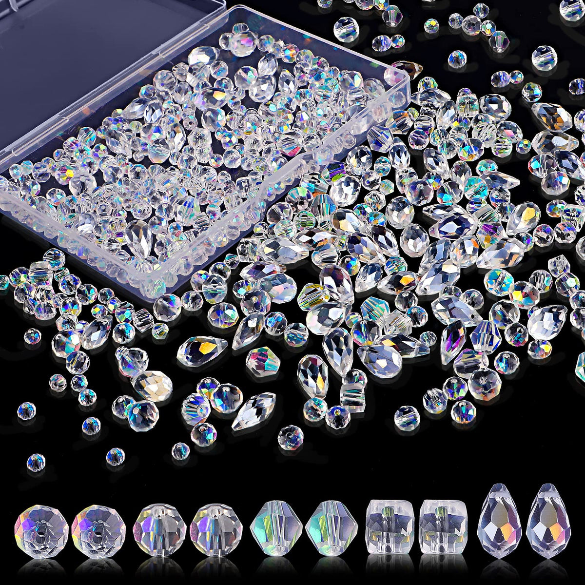 600 Pcs Crystal Glass Beads for Jewelry Making, 4/6/8mm Crystal Beads