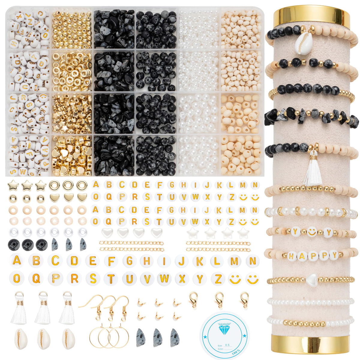 Xylise Jewelry Making Supplies Kit Natural Stone Beads for Irregular Natural Stone with for DIY Craft Bracelet Necklace Earrings for Adults (Amazonian)