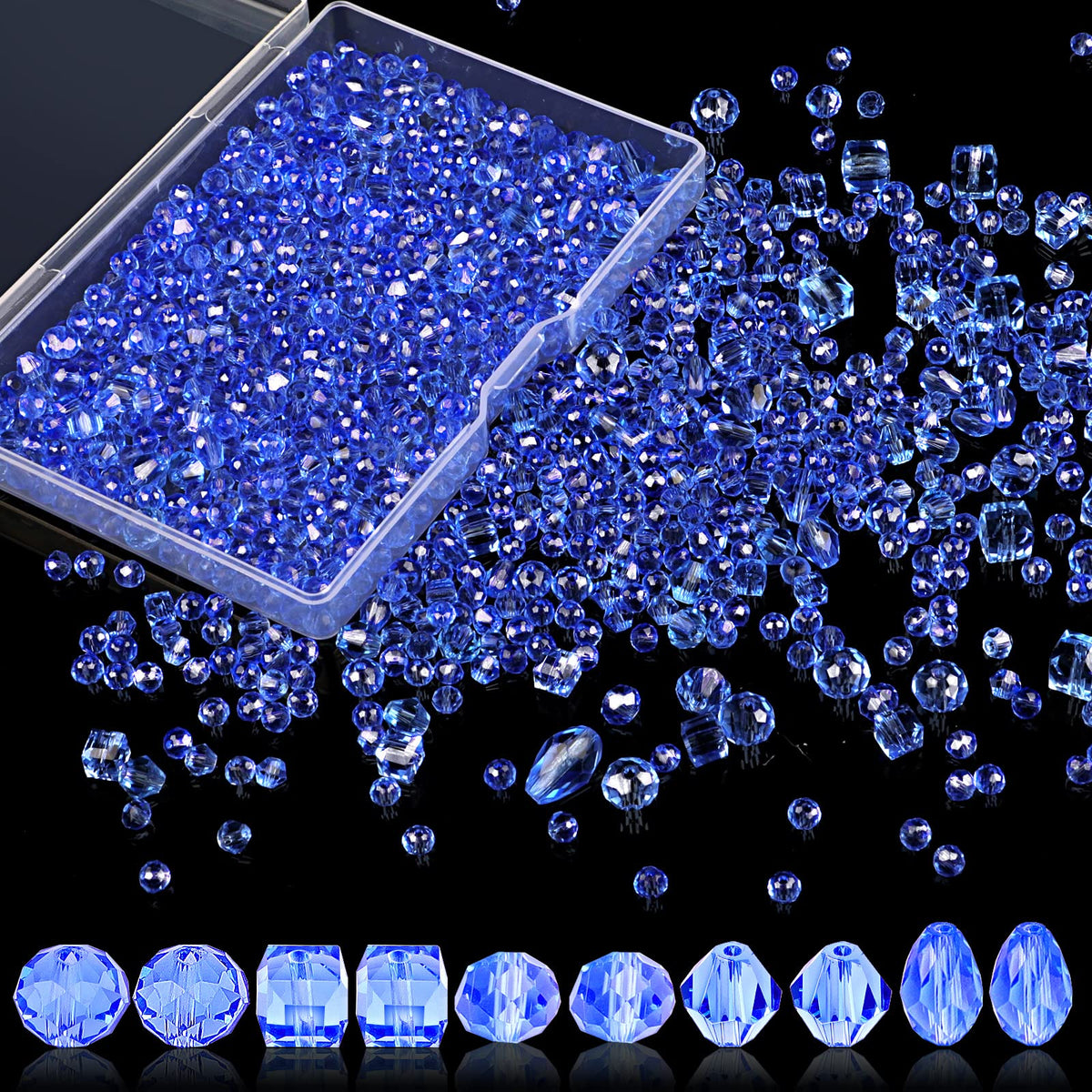600 Pcs Crystal Glass Beads for Jewelry Making, 4/6/8mm Crystal Beads