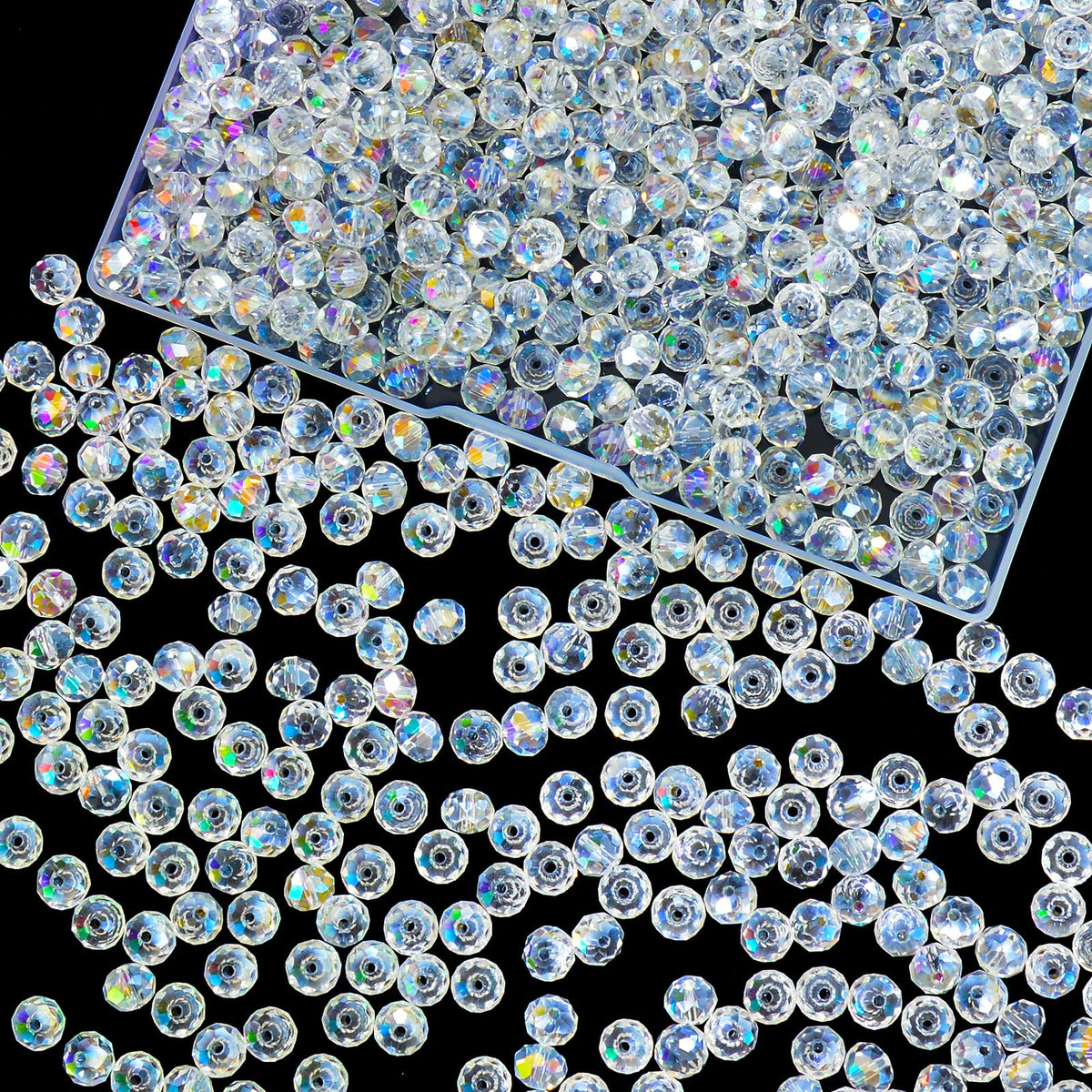 800Pcs 4/6/8/10mm Crystal Glass Beads for Jewelry Making Beads for Bracelets Necklace Pendants Making Supplies(Silver Champagne)