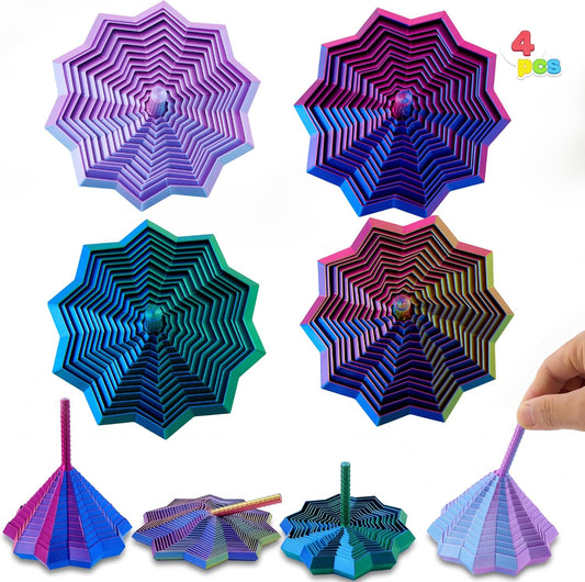 JOYIN 4PCS 3D Printed Expanded Sensory Fidget Star, 3D Printed Fidget Toys with a Rotating Spiral Design Suitable for Adults and Girls Boys, Birthday Gifts, Office Desk Decompression Toy, Party Favors