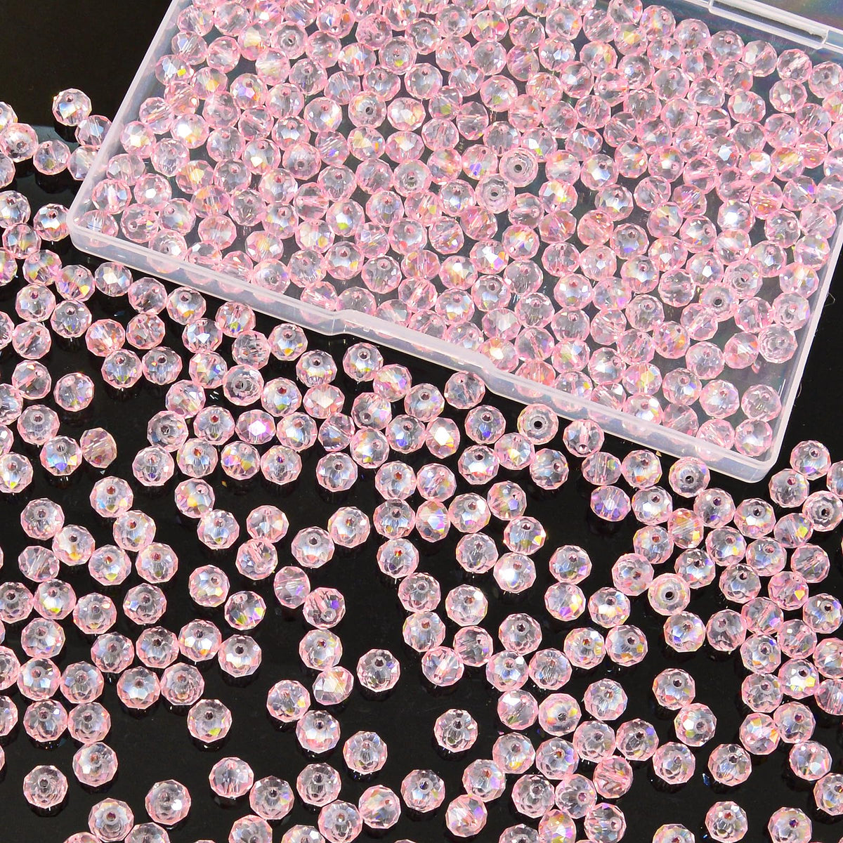 800Pcs 4/6/8/10mm Crystal Glass Beads for Jewelry Making Beads for Bracelets Necklace Pendants Making Supplies(Silver Champagne)