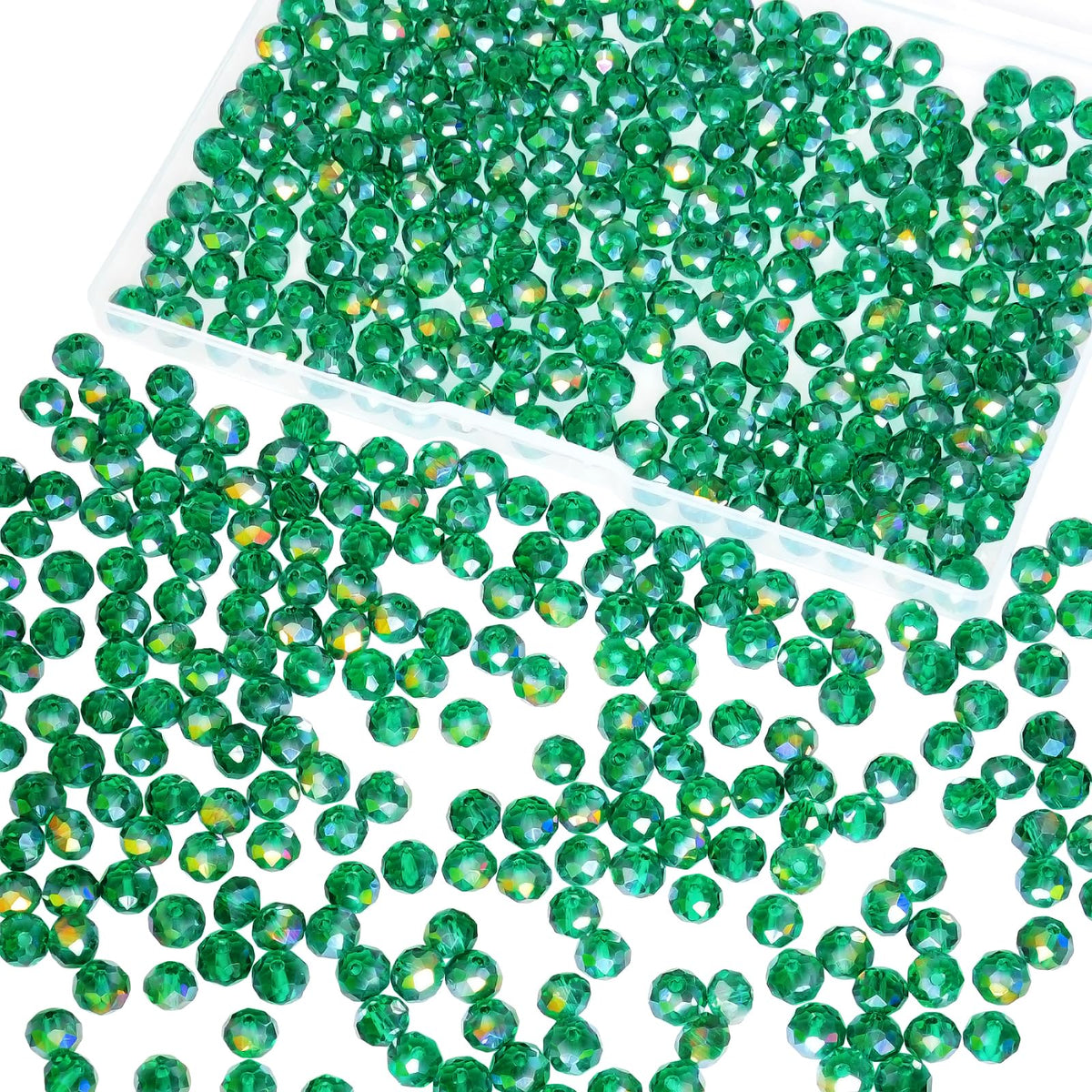 800Pcs 4/6/8/10mm Crystal Glass Beads for Jewelry Making Beads for Bracelets Necklace Pendants Making Supplies(Silver Champagne)