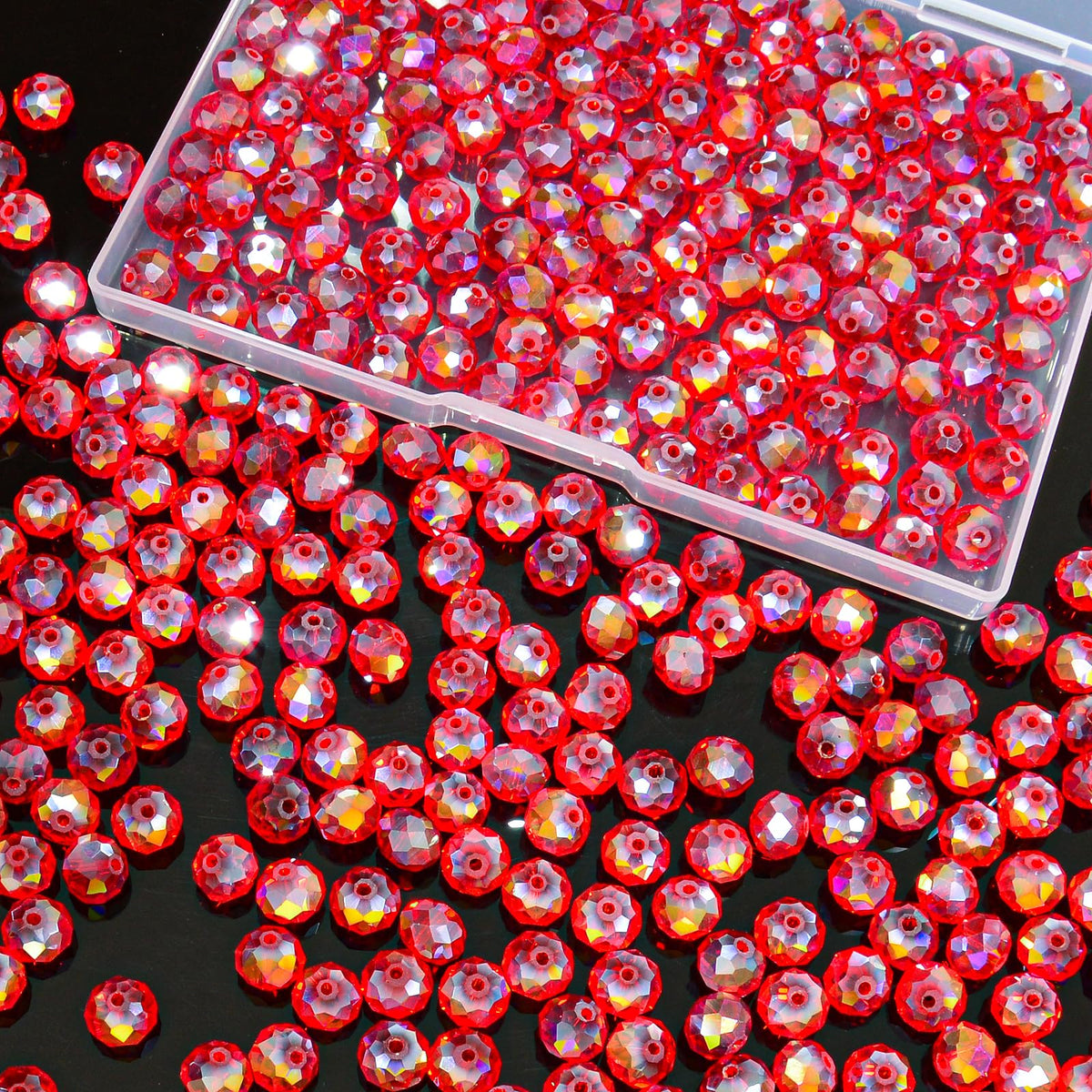 800Pcs 4/6/8/10mm Crystal Glass Beads for Jewelry Making Beads for Bracelets Necklace Pendants Making Supplies(Silver Champagne)
