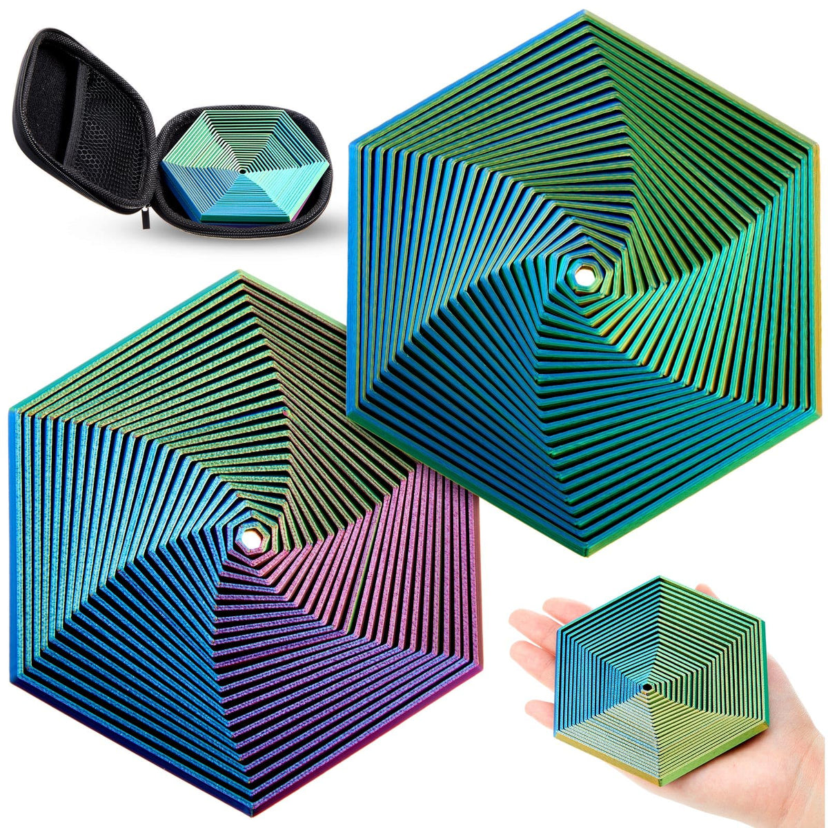 Seenelling 2 Pcs Fidget Hexagon 2.76 Inch, Multicolor