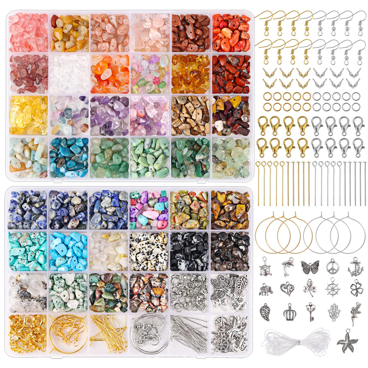 Quefe 40 Colors Crystal Beads for Jewelry Making Crystal and Gemstone