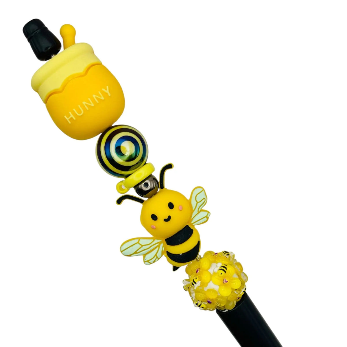 Bumble Bloom Bead Mix - Bee Silicone Beads & Yellow Black Themed Beads for DIY Crafts Mixed Acrylic Silicone Varies in Size Adjustable Beaded Design Beaded Mesh Beaded Tassel Charms