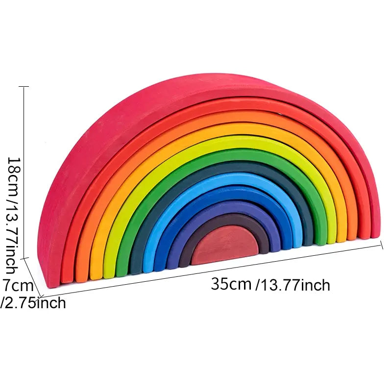 Wooden Rainbow Stacking Blocks for Kids, Montessori Educational Toy, Open-Ended Learning Toy, Gift for Children, Building Blocks