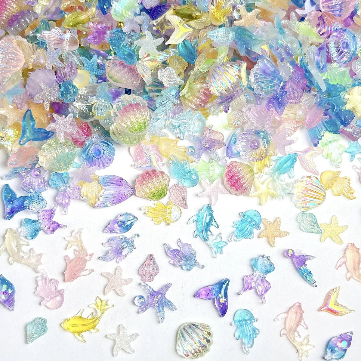 Miniature Ocean Animal Charms Set, Kawaii Resin Fish & Jellyfish, Perfect for Nail Art, DIY Crafts, Safe & Durable Materials, DIY with Charms, Craft Embellishments