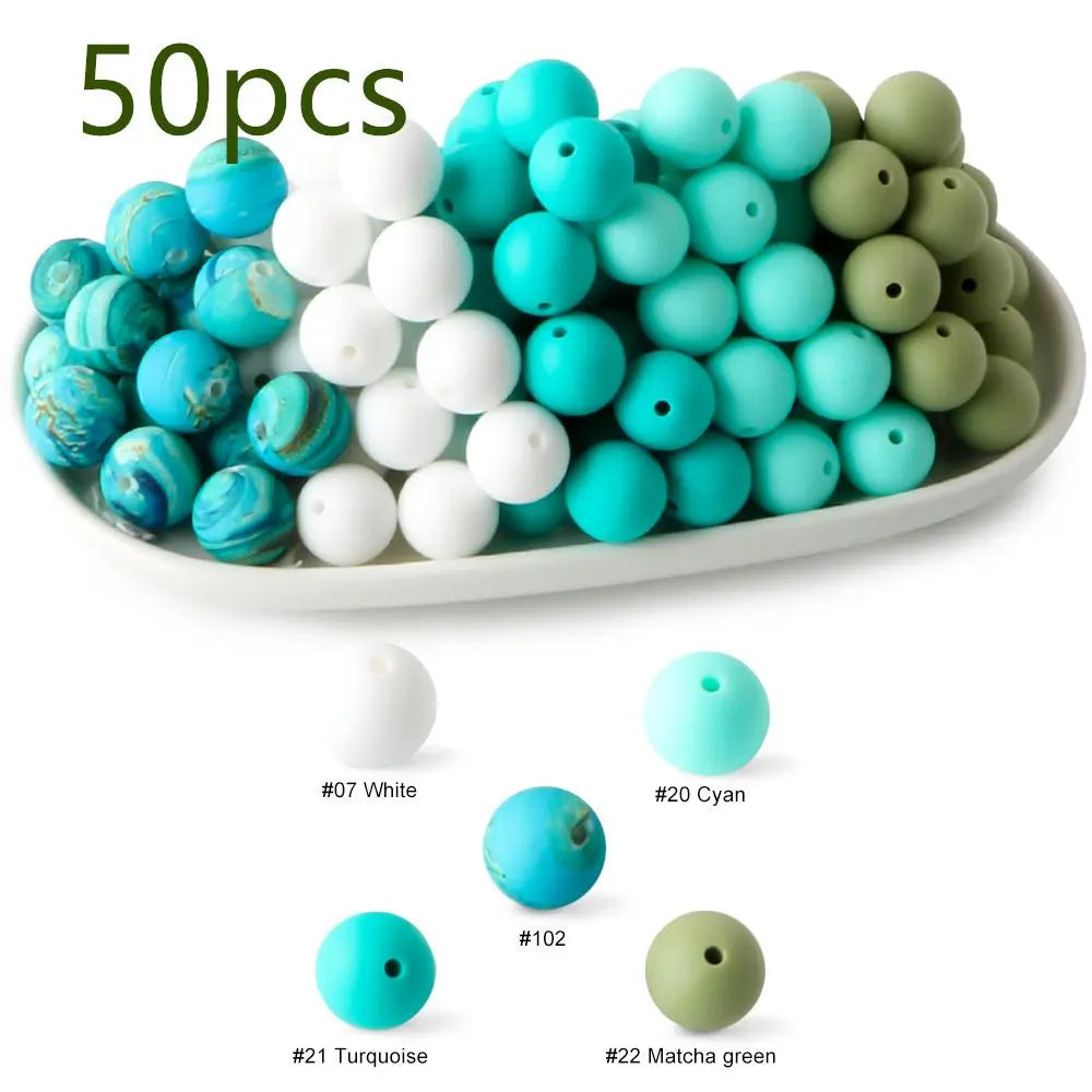 15mm Silicone Beads, 50-Piece Round Printed Bead Set, Beads for Crafts, Beading Supplies, DIY Jewelry-Making Supplies for Bracelets, Necklaces, Earrings and Pendants #GLOBAL PICKS