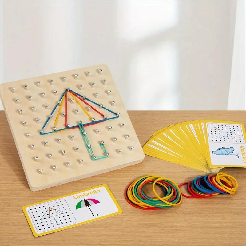 Wooden Geometric Pegboard Toy Activity Board - BPA-Free Shape Sorter, Construction & Jigsaw Puzzle, Unisex Educational Toy for 3+ Months, Holiday Gift with Safe Materials