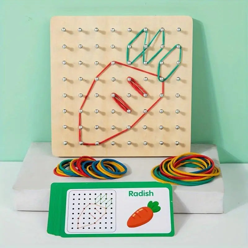 Wooden Geometric Pegboard Toy Activity Board - BPA-Free Shape Sorter, Construction & Jigsaw Puzzle, Unisex Educational Toy for 3+ Months, Holiday Gift with Safe Materials