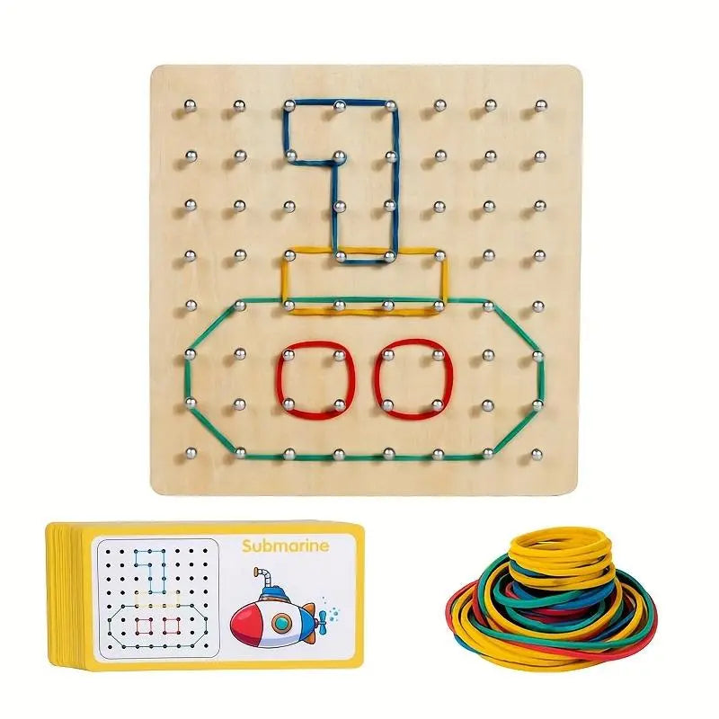 Wooden Geometric Pegboard Toy Activity Board - BPA-Free Shape Sorter, Construction & Jigsaw Puzzle, Unisex Educational Toy for 3+ Months, Holiday Gift with Safe Materials