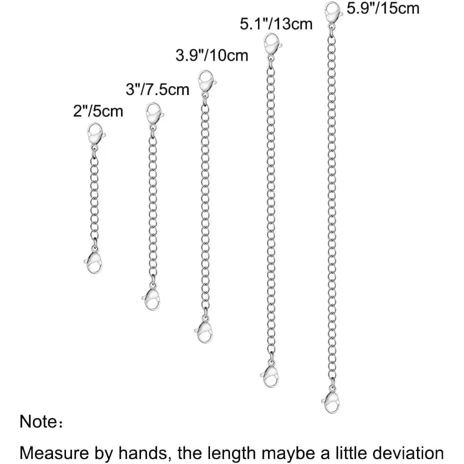 5 count  Stainless Steel Necklace Extender Chain Links  Lobster Necklace Extenders for Necklaces Bracelet Anklet Stainless Steel Chain Extenders for  Making (2in 3in 4in 5in 6in)