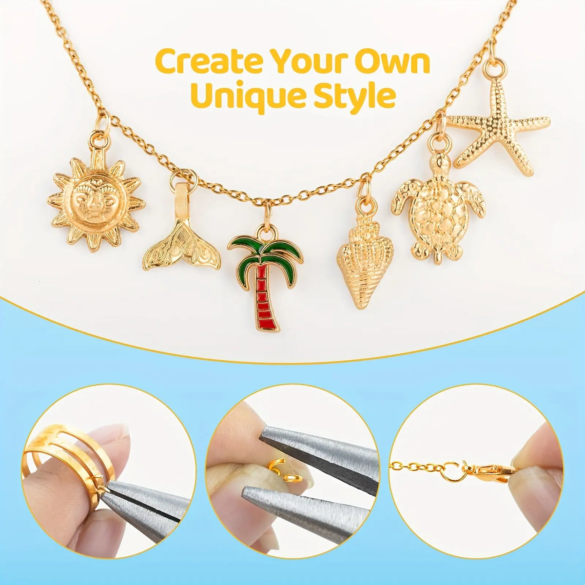 Stainless Steel Golden-Silvery Chain Bulk Pack for Jewelry Making - 19.7ft 6 Rolls Multiple Lengths, 348pcs Stylish Playful Charm Variety, Jump Rings, Lobster Clasps, Wire Beaded Beads, Wire Crafting Supplies for Bracelet, Necklace Projects