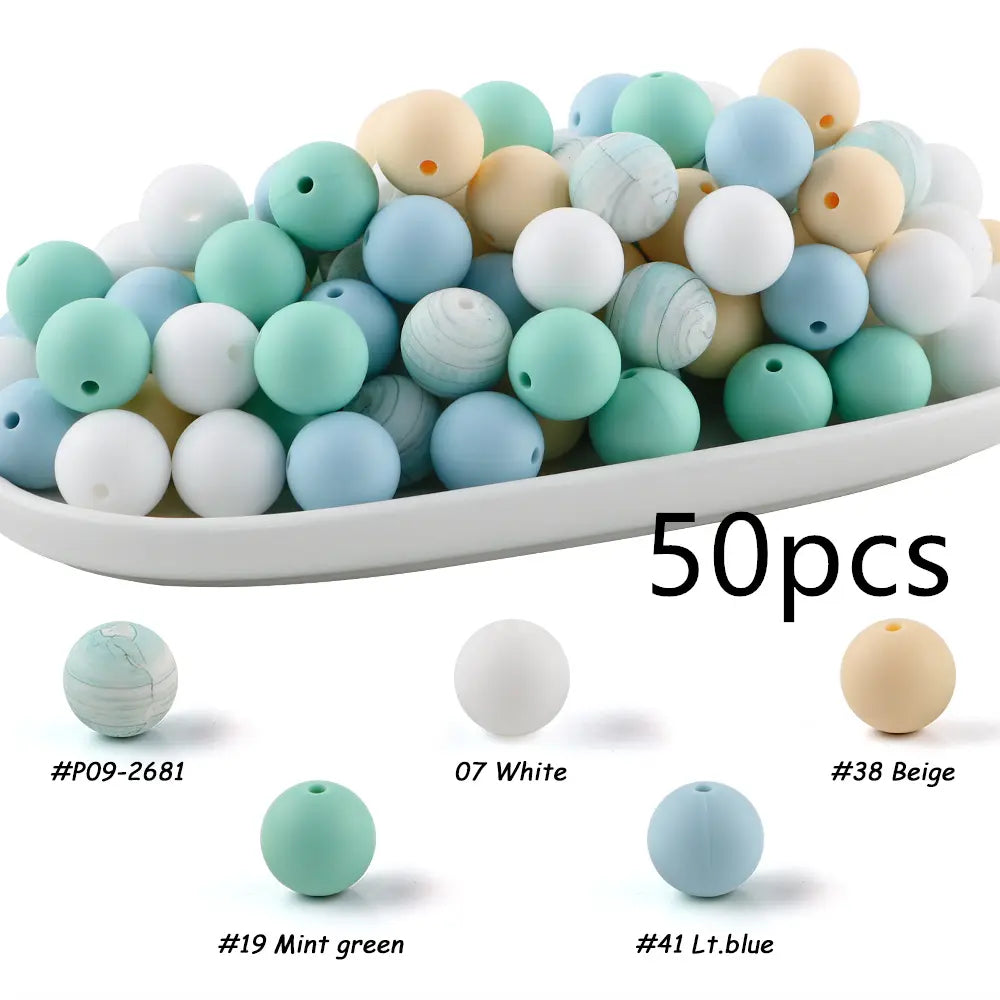 15mm Silicone Beads, 50-Piece Round Printed Bead Set, Beads for Crafts, Beading Supplies, DIY Jewelry-Making Supplies for Bracelets, Necklaces, Earrings and Pendants #GLOBAL PICKS