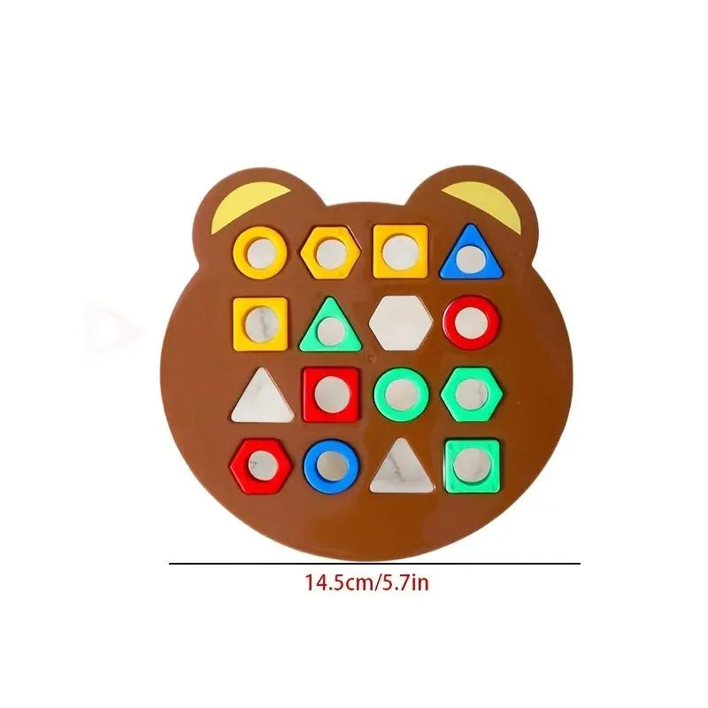 Bear-Shaped Sorting Puzzle Set - 32pcs/64pcs (16 Beads,15 Cards,1 Base Plate/32 Beads,30 Cards,2 Base Plates) - Early Years 3-4 Years Children Development Home Matching Games Learning Toys