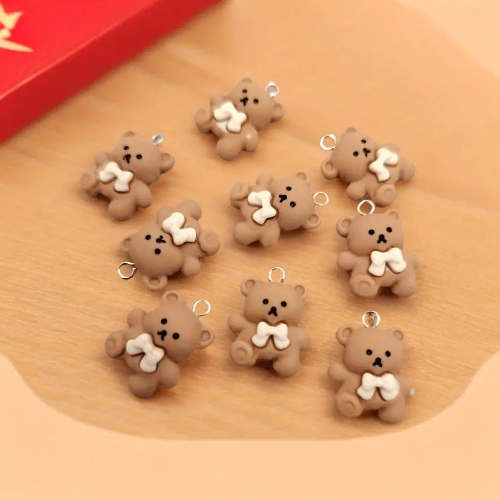 Cute Bow Bear Charms Set, Resin Pendants for DIY Jewelry Making, Beads and Accessories, Earrings Bracelets Necklaces Keychains Bags Accessories, DIY with Charms