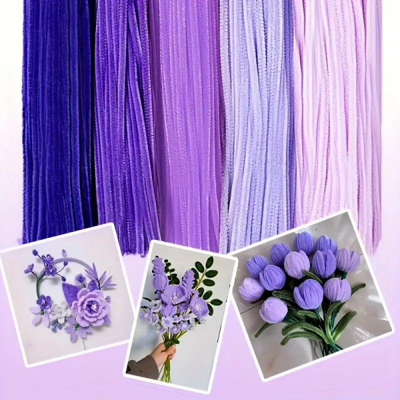 500-piece purple twist stick set, mixed-color pipe cleaners, Craft, suitable for DIY handmade art projects!