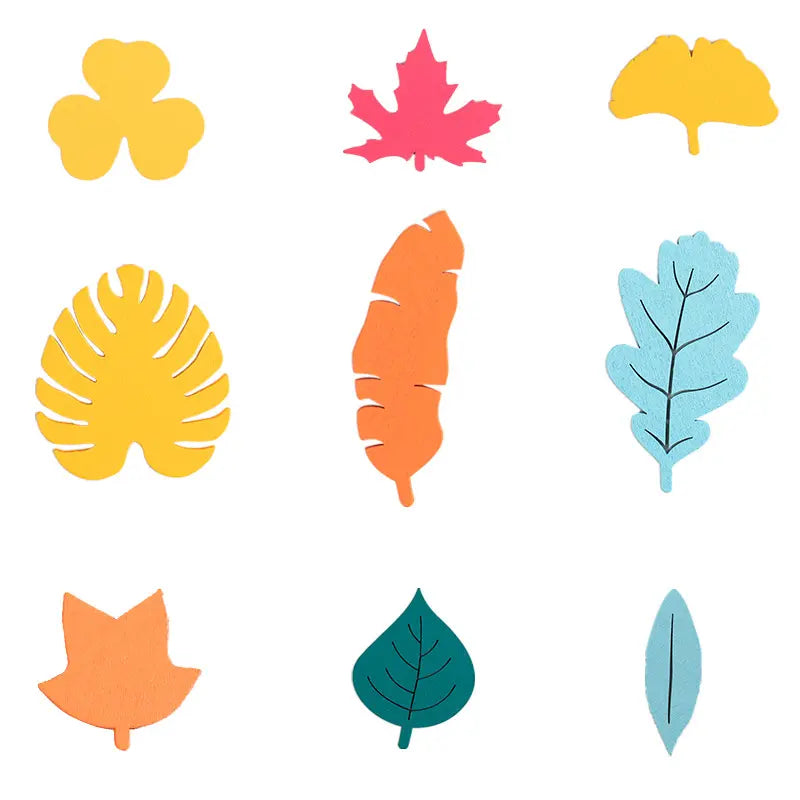 Wooden Leaf Shape Building Blocks - 27 Artificial Leaves, 0.1kg, 17*14*2.5cm Early Childhood Educational Toy for 4-6 Years Old Kindergarten Kids, Leaf Shapes, Children Development, CPC CE, LY-234