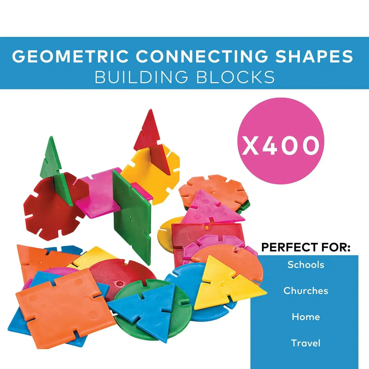 Bulk 400 Pc. Geometric Connecting Shapes Building Blocks Set