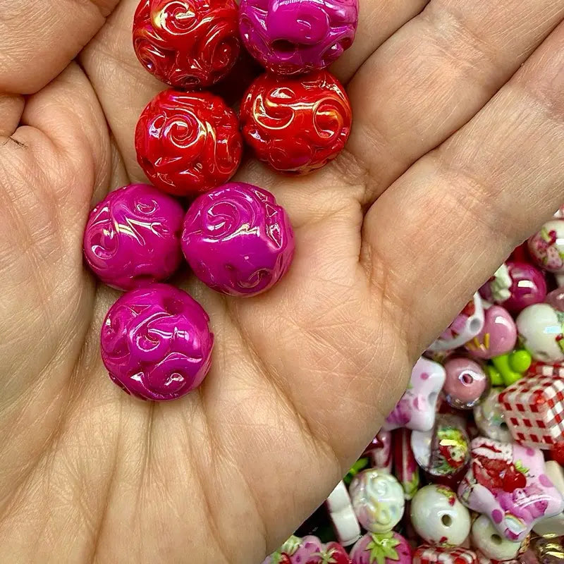 DIY Bead Mix - Strawberry Themed Assorted Beads for Crafting and Jewelry Making