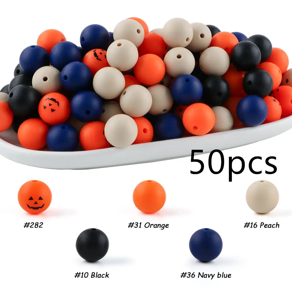 15mm Silicone Beads, 50-Piece Round Printed Bead Set, Beads for Crafts, Beading Supplies, DIY Jewelry-Making Supplies for Bracelets, Necklaces, Earrings and Pendants #GLOBAL PICKS