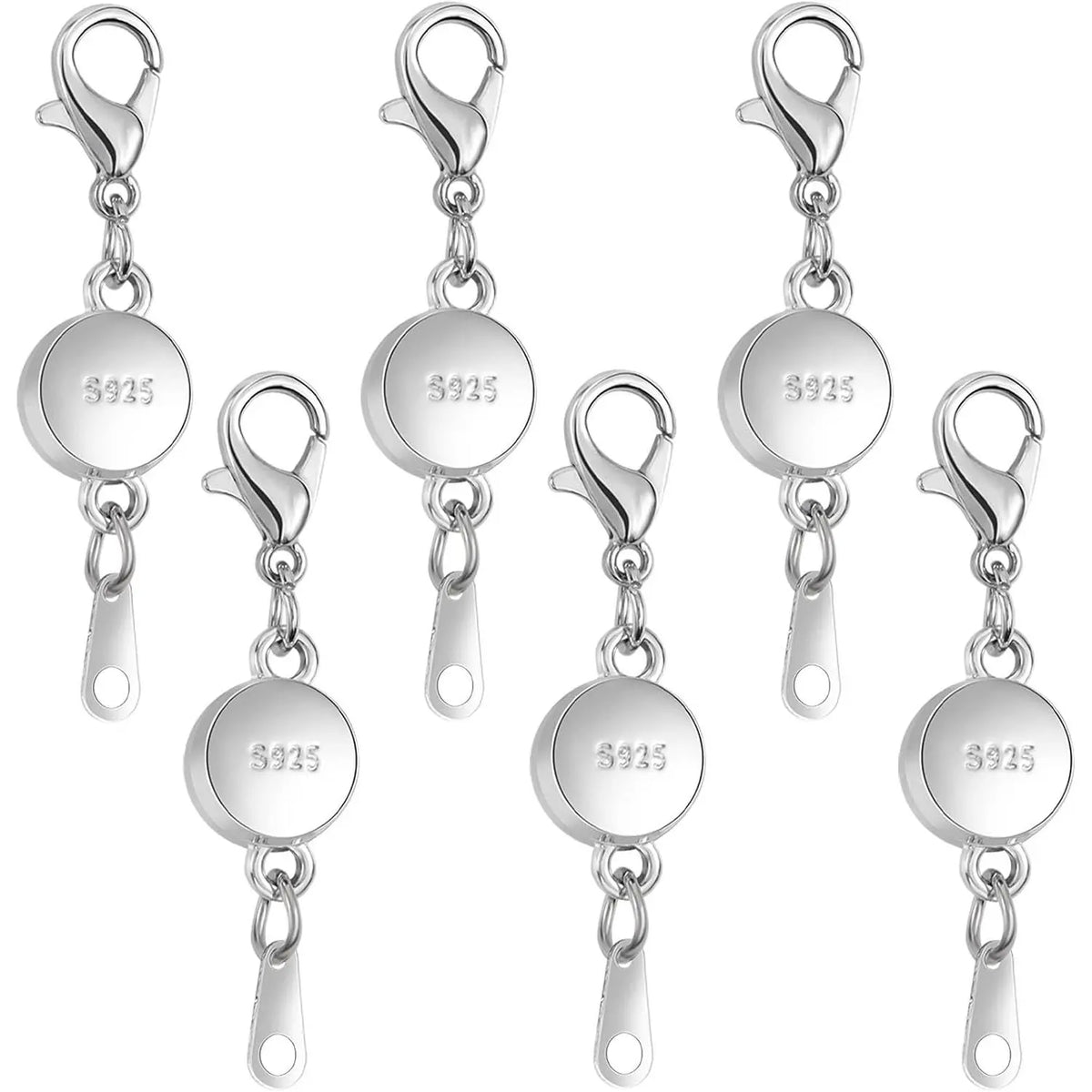 925 Silver Classic Magnetic Clasp - 0.4 Inches Diameter Round Ball Loop Clasp Converter, Hassle-Free Quick On-Off Secure Lock, 8-Pc Project Set for DIY Jewelry Making, Accessories for Beading